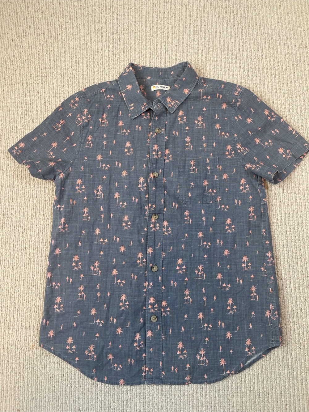 Marine Layer Mini Boys 10 Short Sleeve Button Down Shirt Beach Palm Tree